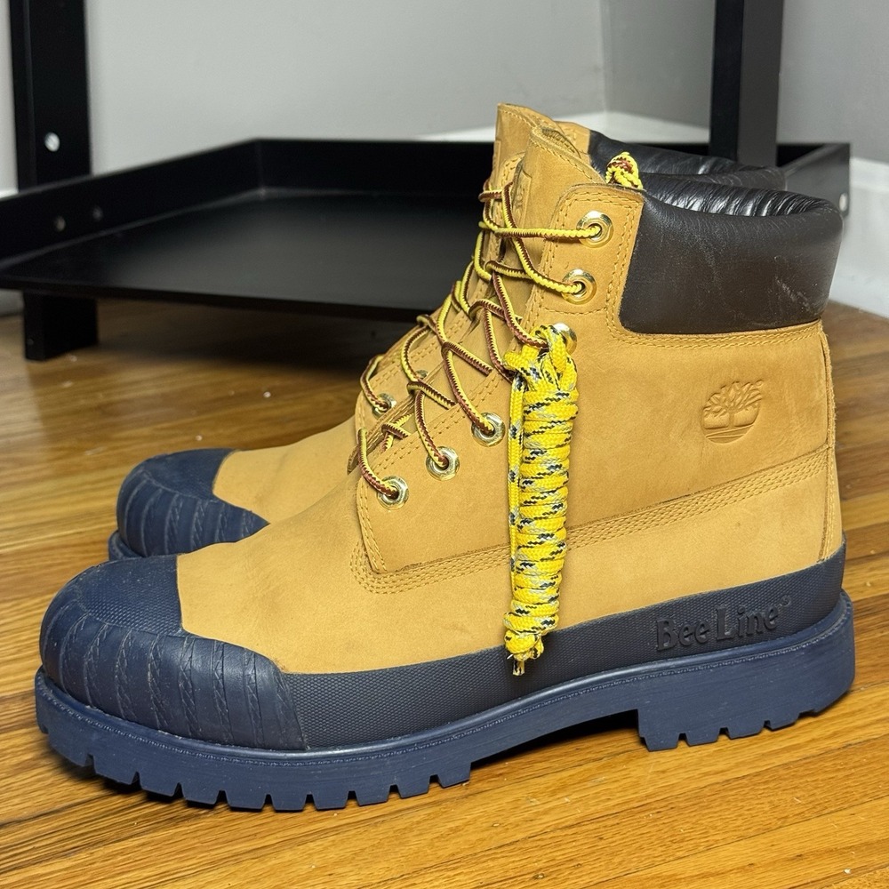 Timberland X Bee Line 6-Inch Premium Rubber Toe Boots Wheat Navy A2M3W Mens 10
